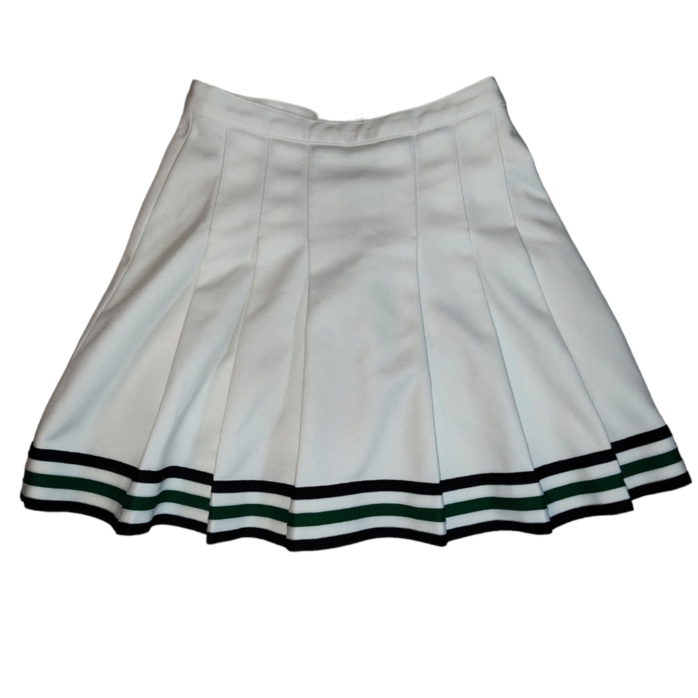 Varsity White Pleated With Three Stripes Women's Cheerleader/Cheerleading Skirt